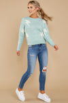 Lightning Strikes Mint Print Sweater