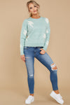 Lightning Strikes Mint Print Sweater