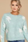 Lightning Strikes Mint Print Sweater