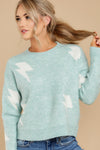 Lightning Strikes Mint Print Sweater