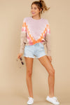 Lilac Tie Dye Varsity Crew Sweatshirt