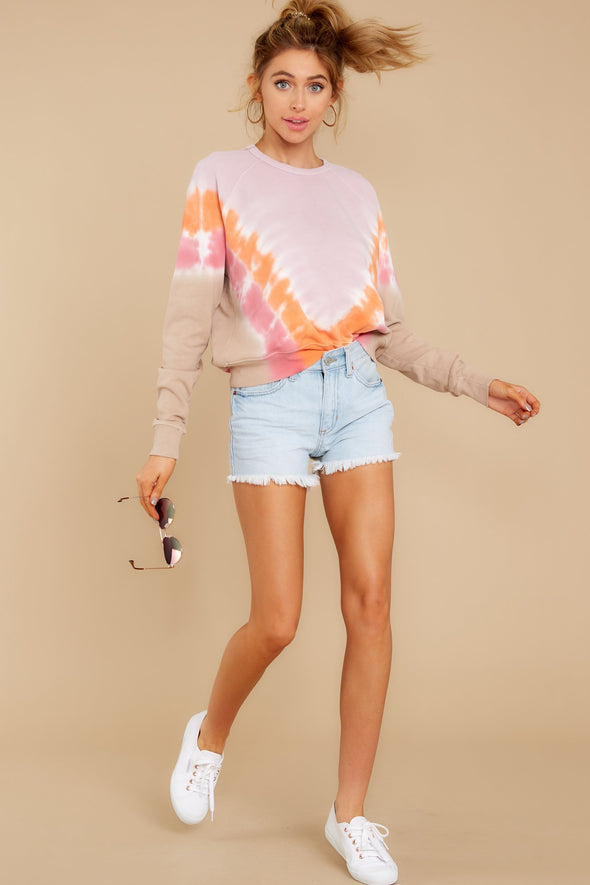 Lilac Tie Dye Varsity Crew Sweatshirt