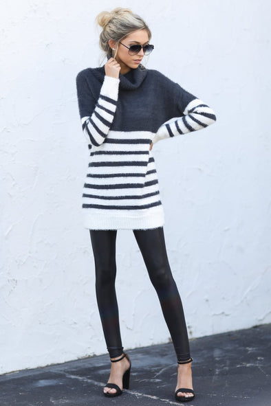 Keep Your Cool Charcoal Grey Stripe Sweater