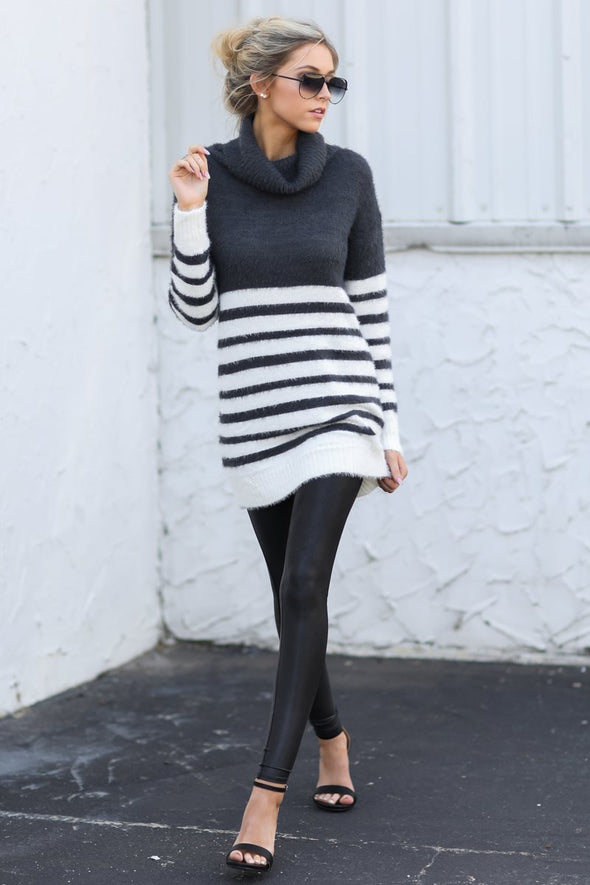 Keep Your Cool Charcoal Grey Stripe Sweater