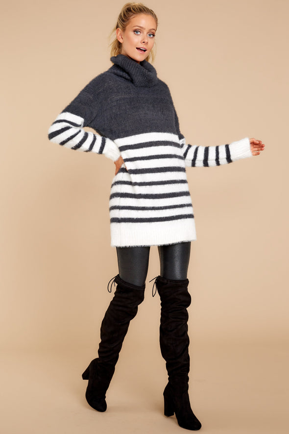 Keep Your Cool Charcoal Grey Stripe Sweater